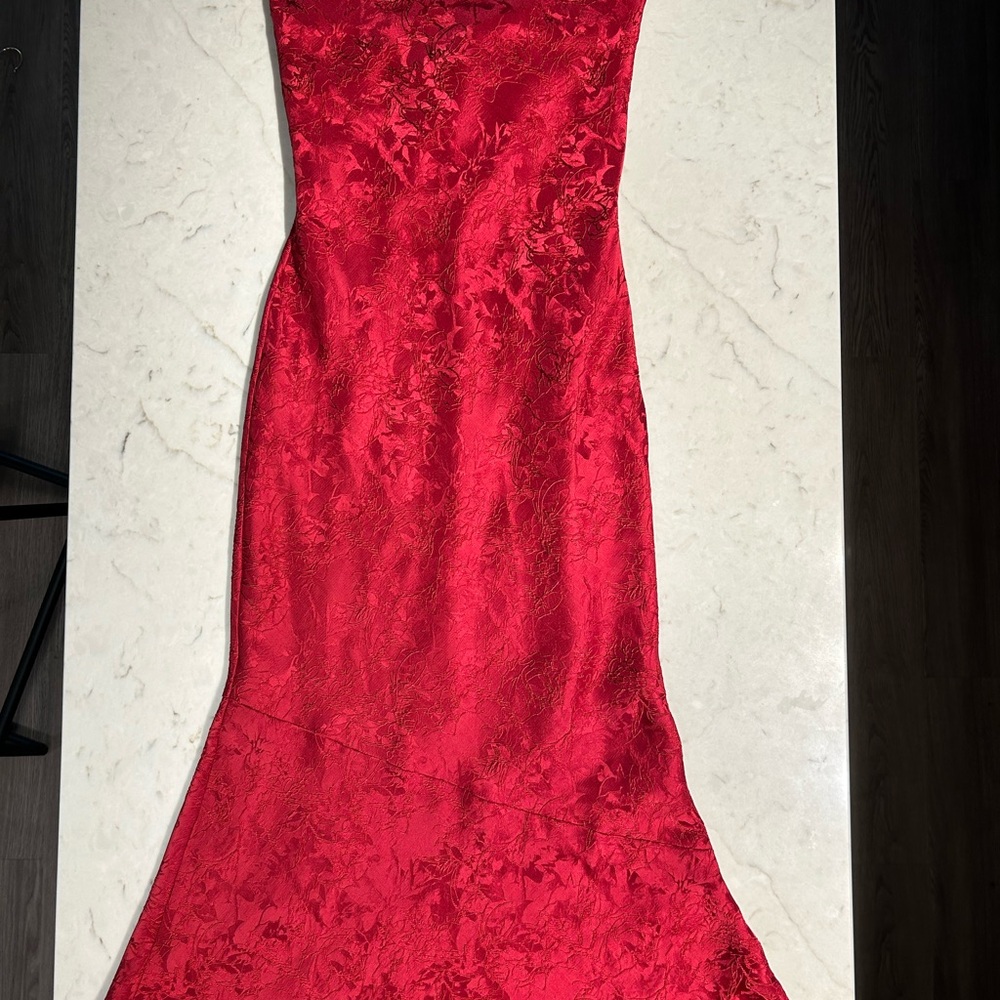 Babyboo Whitney Red Floral Jacquard Maxi Dress – Size S - Picture 2 of 10